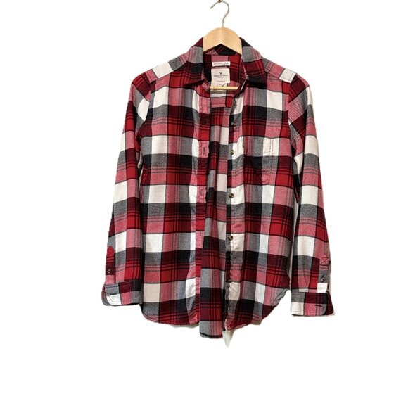 AE Amm-mazingly Soft Boyfriend Fit Flannel, Size XS - Picture 1 of 6